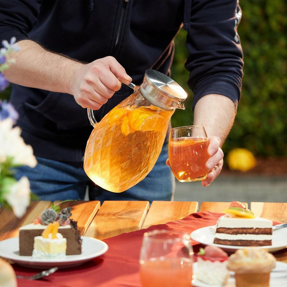 Northio Glaskaraffe mit Deckel 2 l  