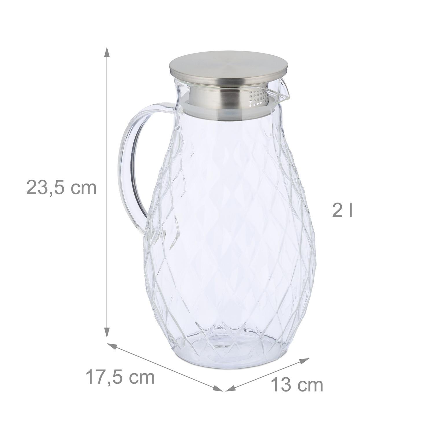 Northio Glaskaraffe mit Deckel 2 l  