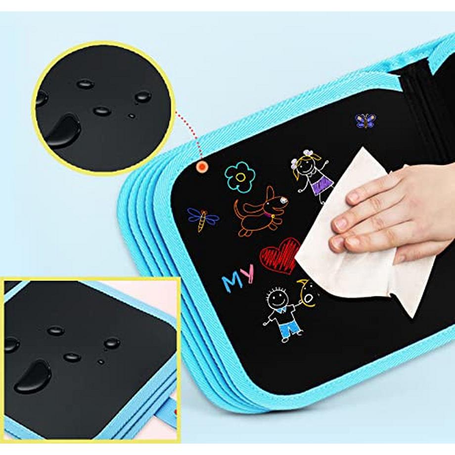 Activity-board  Tableau de gribouillage pour enfants, carnet de gribouillage portable avec 12 crayons de couleur, carnet de coloriage réutilisable pour le coloriage 