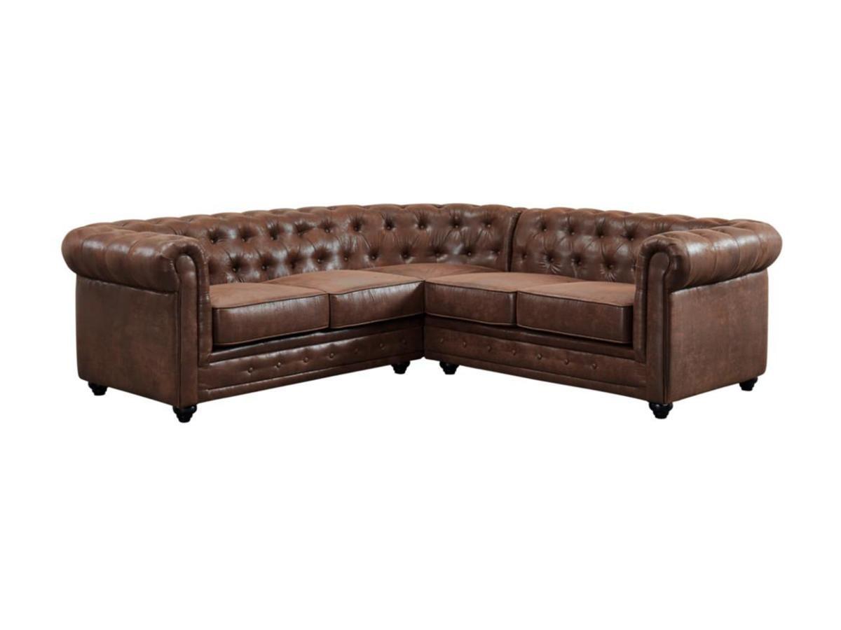 Vente-unique Ecksofa Microfaser VintageLook CHESTERFIELD  