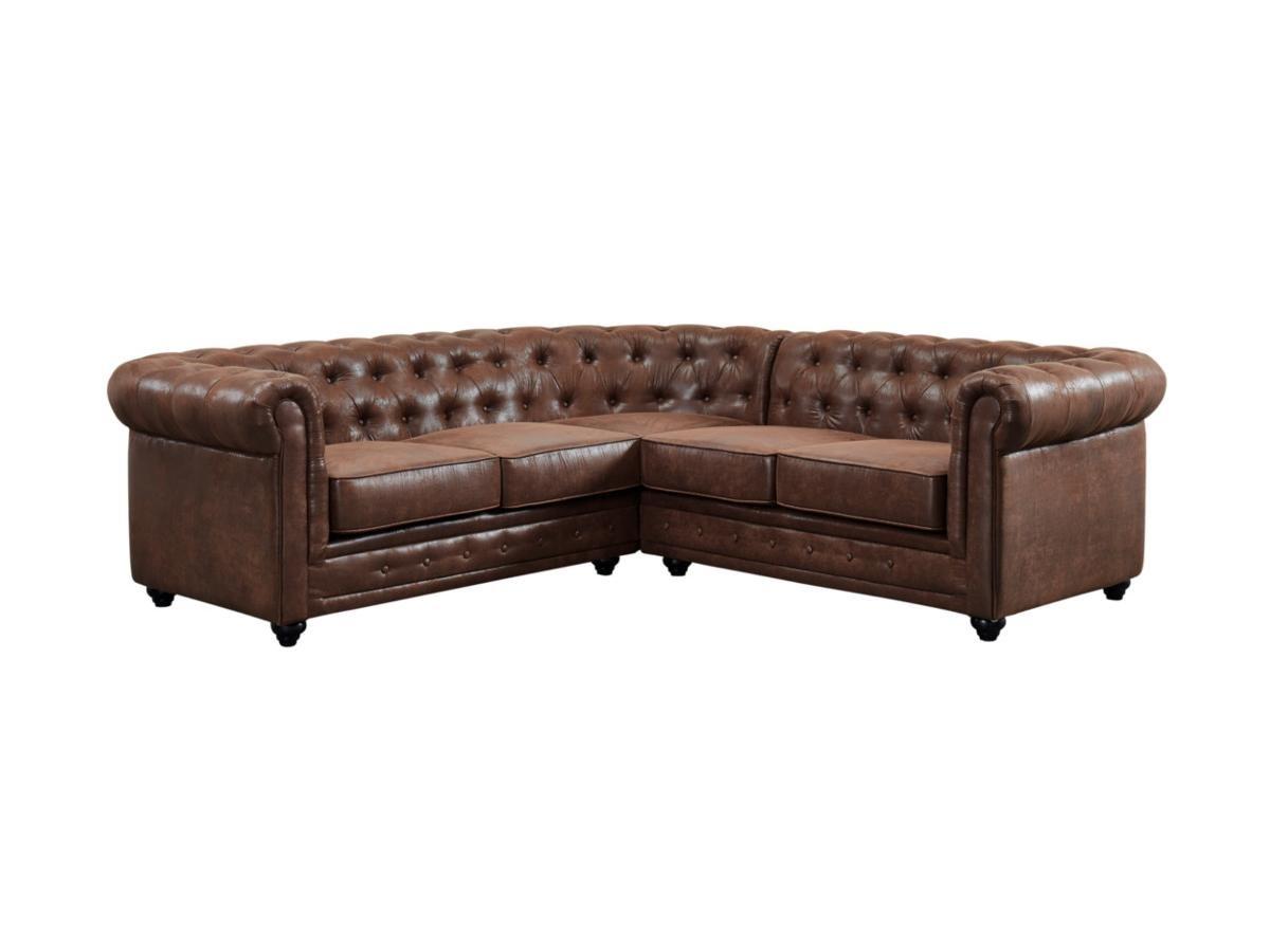 Vente-unique Ecksofa Microfaser VintageLook CHESTERFIELD  