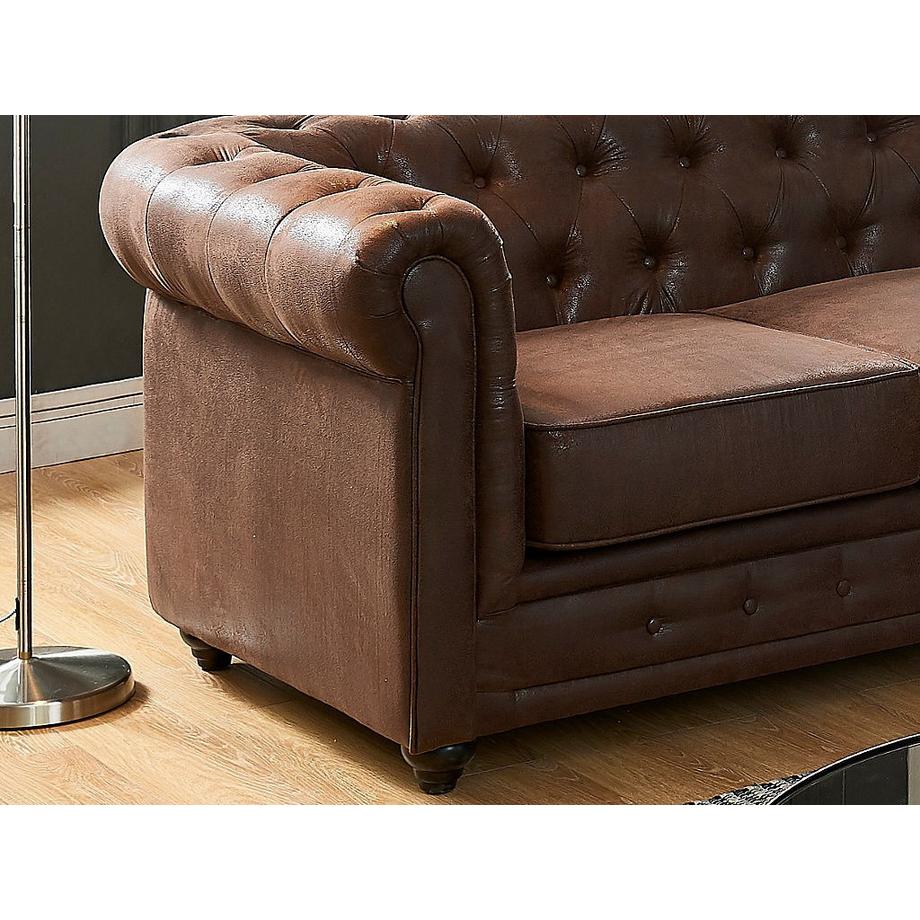 Vente-unique Ecksofa Microfaser VintageLook CHESTERFIELD  