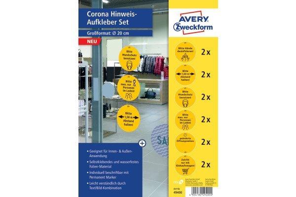 Avery Zweckform  AVERY ZWECKFORM Hinweis-Aufkleber DE 20cm 49400Z Set für Handel 12 Stück 