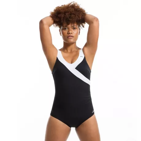 Maillot de bain 1 pièce blanc et noir