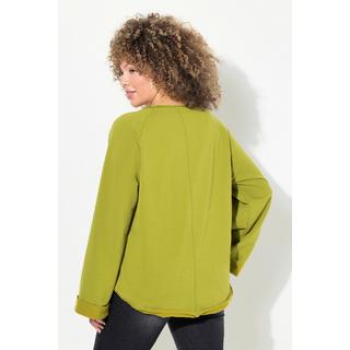 Ulla Popken  Sweat-shirt, broderie, col rond, manches longues, bords roulottés 