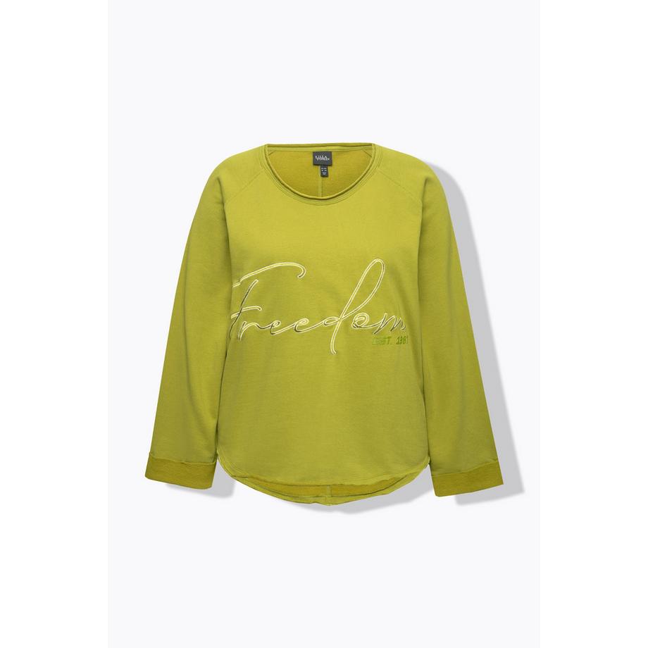 Ulla Popken Sweatshirt Stickerei Rundhals Langarm Rollkanten  