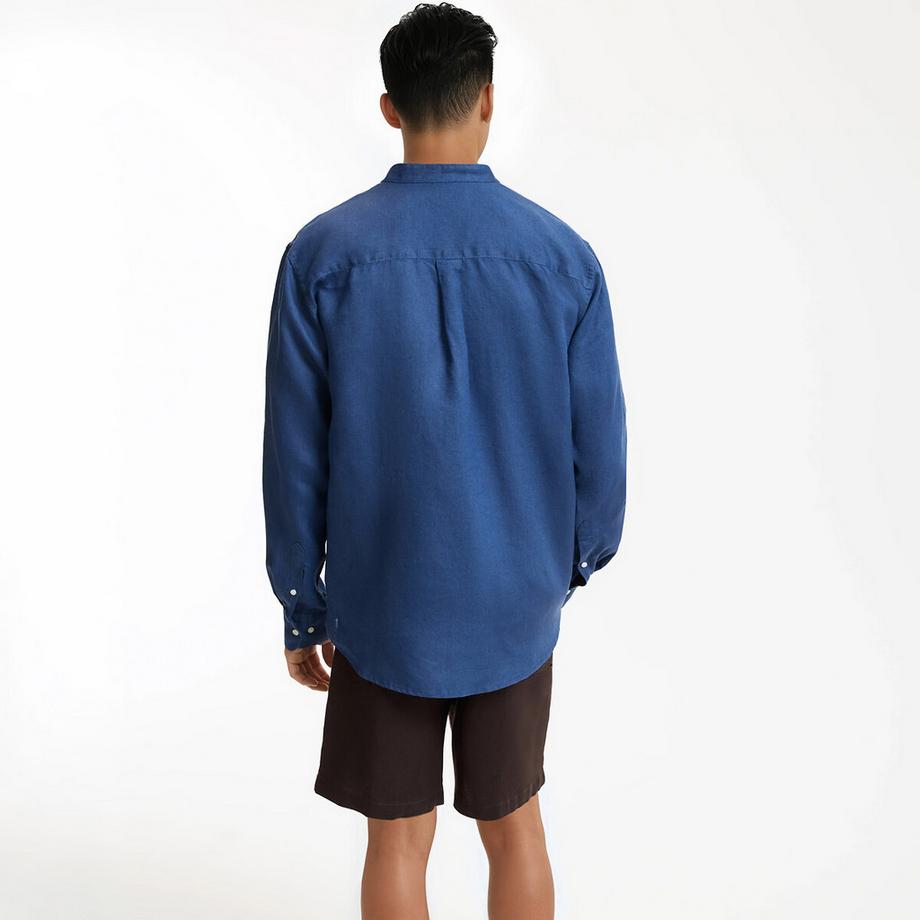 La Redoute Collections Signature Camicia Dritta in Lino con Collo Coreana  