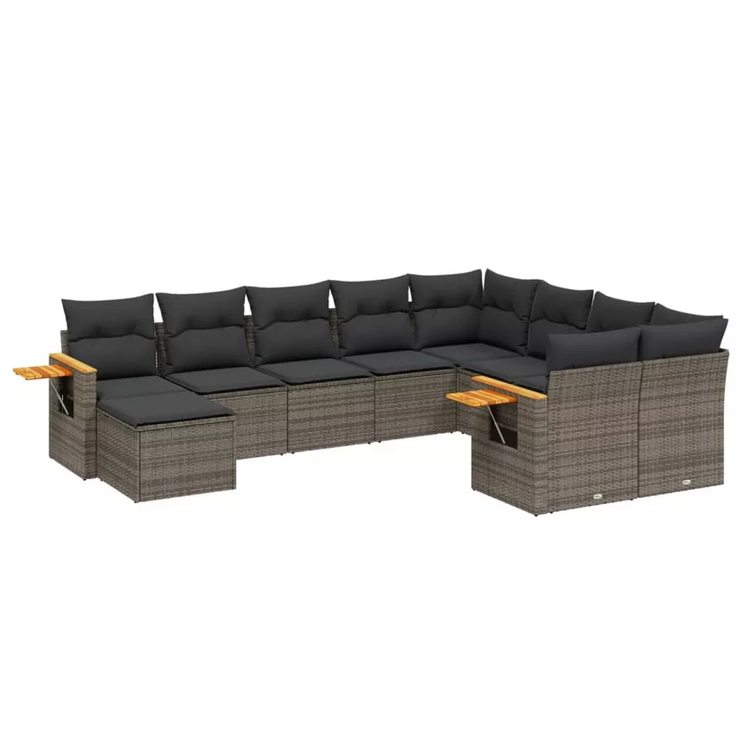 VidaXL - set divano da giardino Polirattan, One Size, Grigio