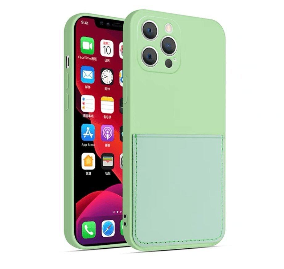 mobileup  Silikon Case mit Kartenfach iPhone 12 Pro Max - Green 