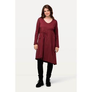 Ulla Popken  Robe midi à col en V et manches 3/4, jupe asymétrique 