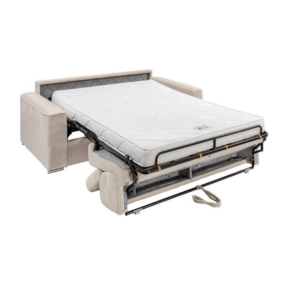 Vente-unique Canapé 4 places convertible express en velours côtelé beige - Couchage 160 cm - Matelas 14 cm - VIZIR  