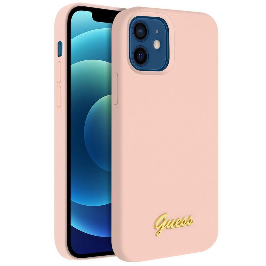 GUESS  Cover iPhone 12 Mini silicone Guess rosa 