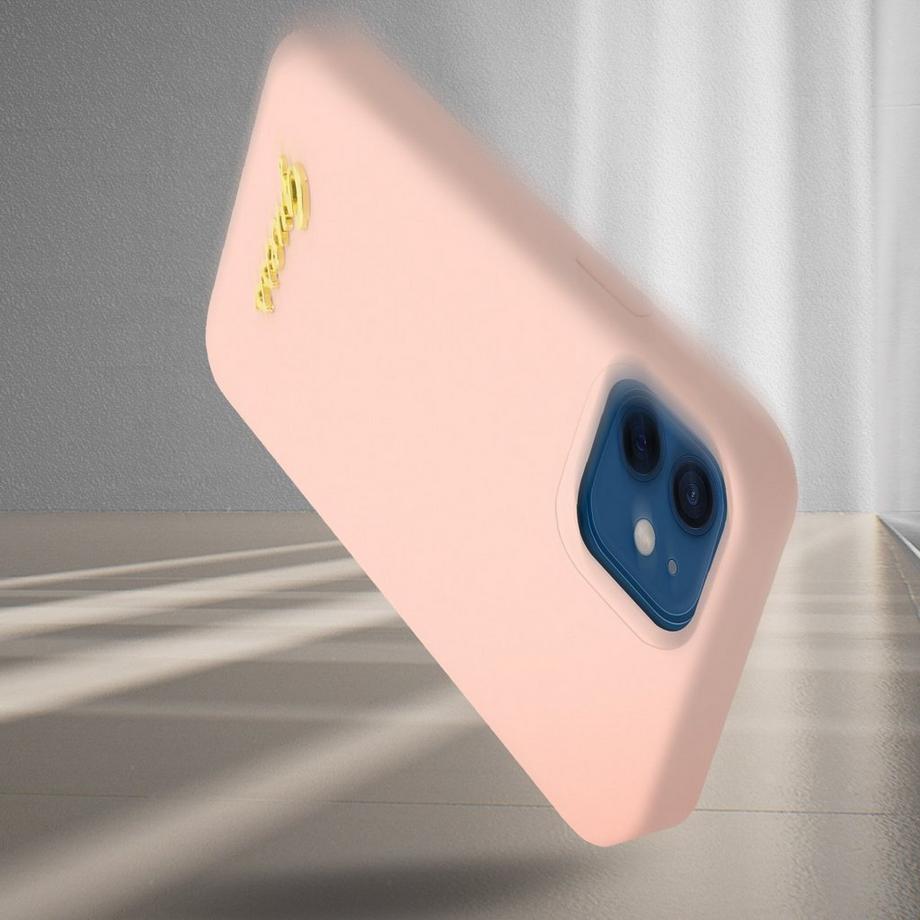 GUESS  Cover iPhone 12 Mini silicone Guess rosa 