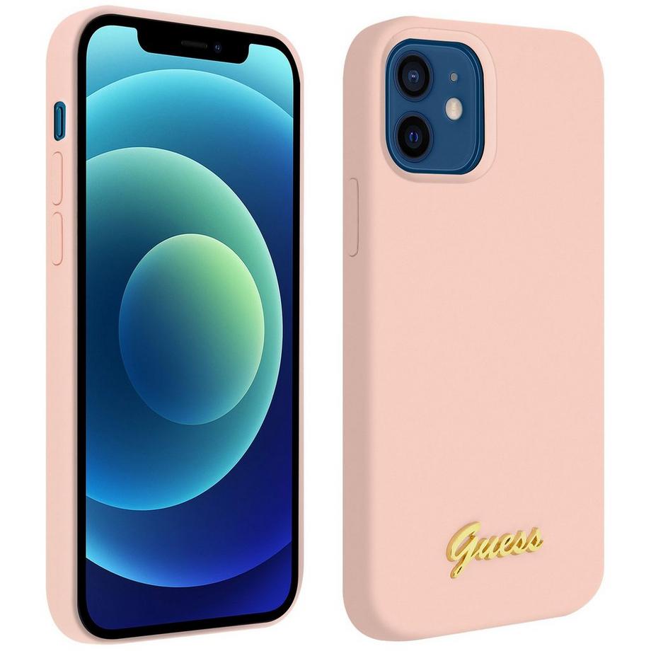 Cover iPhone 12 Mini silicone Guess rosa