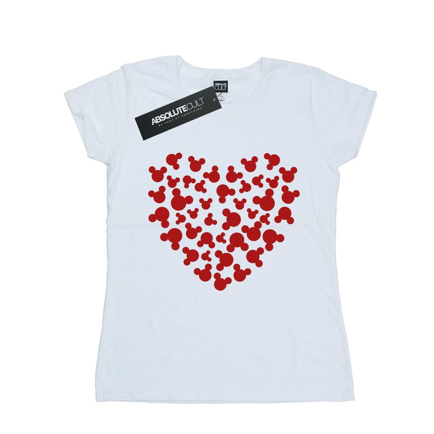 Image of Mickey Mouse Heart Silhouette Tshirt Damen Weiss XL