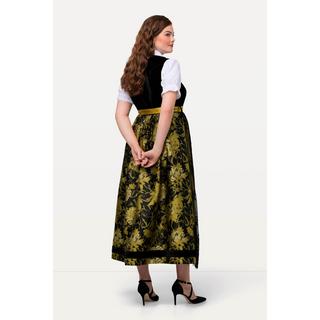 Ulla Popken  Tradizionale abito smanicato Dirndl con top di velluto, gonna in Jacquard e scollo rettangolare 