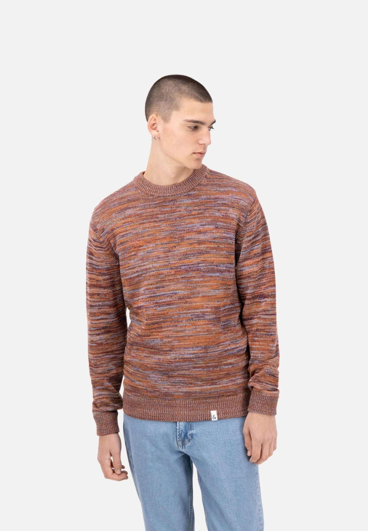 Image of Pullover Roundneck-mouliné Herren Rot Bunt L