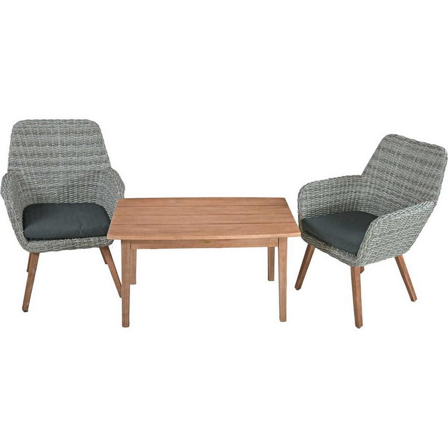 Gruppo di sedute da giardino Rapallo acacia grigio naturale (3 pz.)