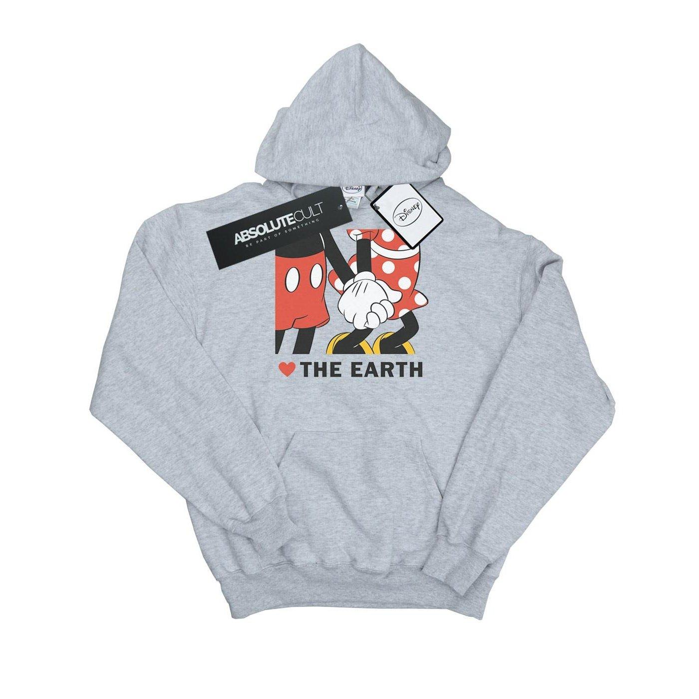 Image of Mickey Mouse Heart The Earth Kapuzenpullover Unisex Grau 152-158
