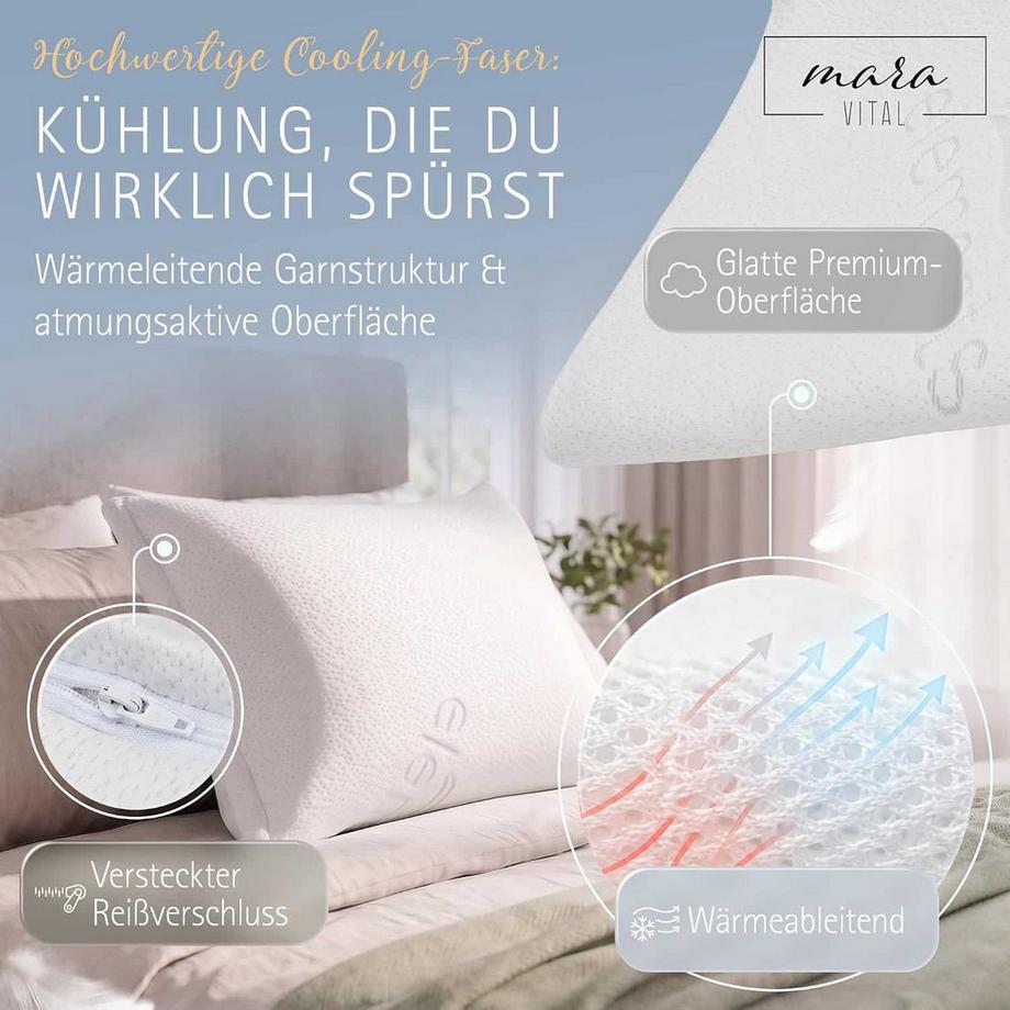 Mara Vital Elements Cool Kühlender Kissenbezug 2er Set Bio GOTS Premium  