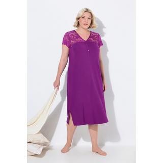 Ulla Popken Camicia da notte Pizzo Scollo a V Mezze maniche di pizzo  