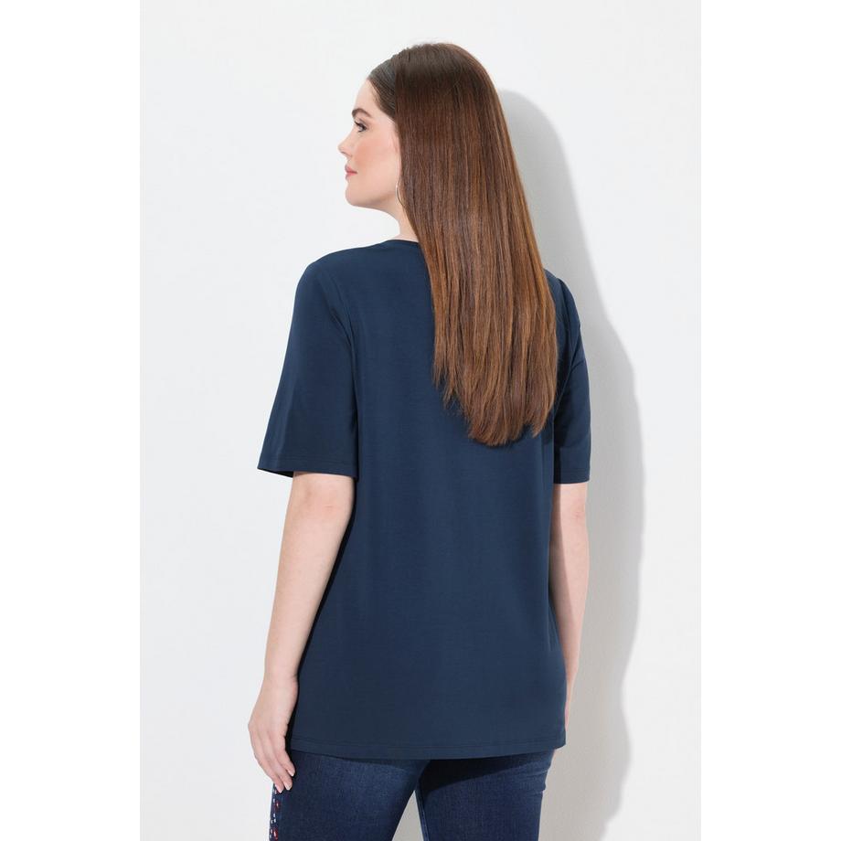 Ulla Popken T-Shirt Trachtenmotiv Classic V-Ausschnitt Halbarm  