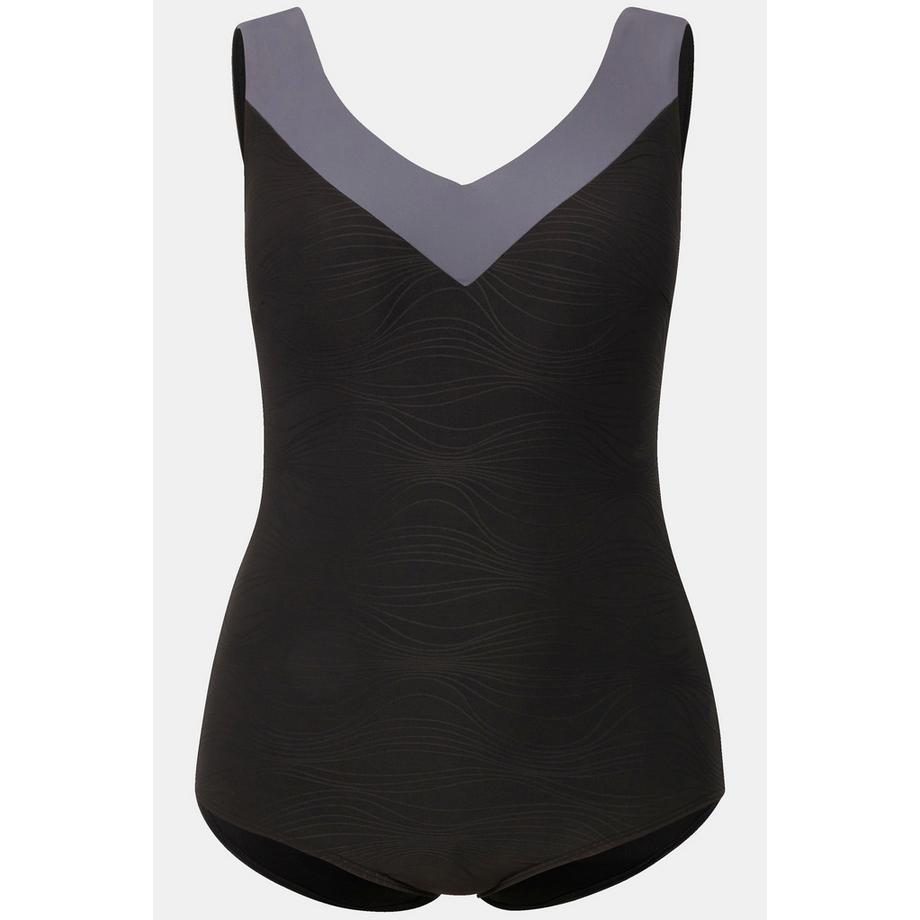 Ulla Popken Costume da bagno testurizzato coppe morbide spalline incrociate sul retro  