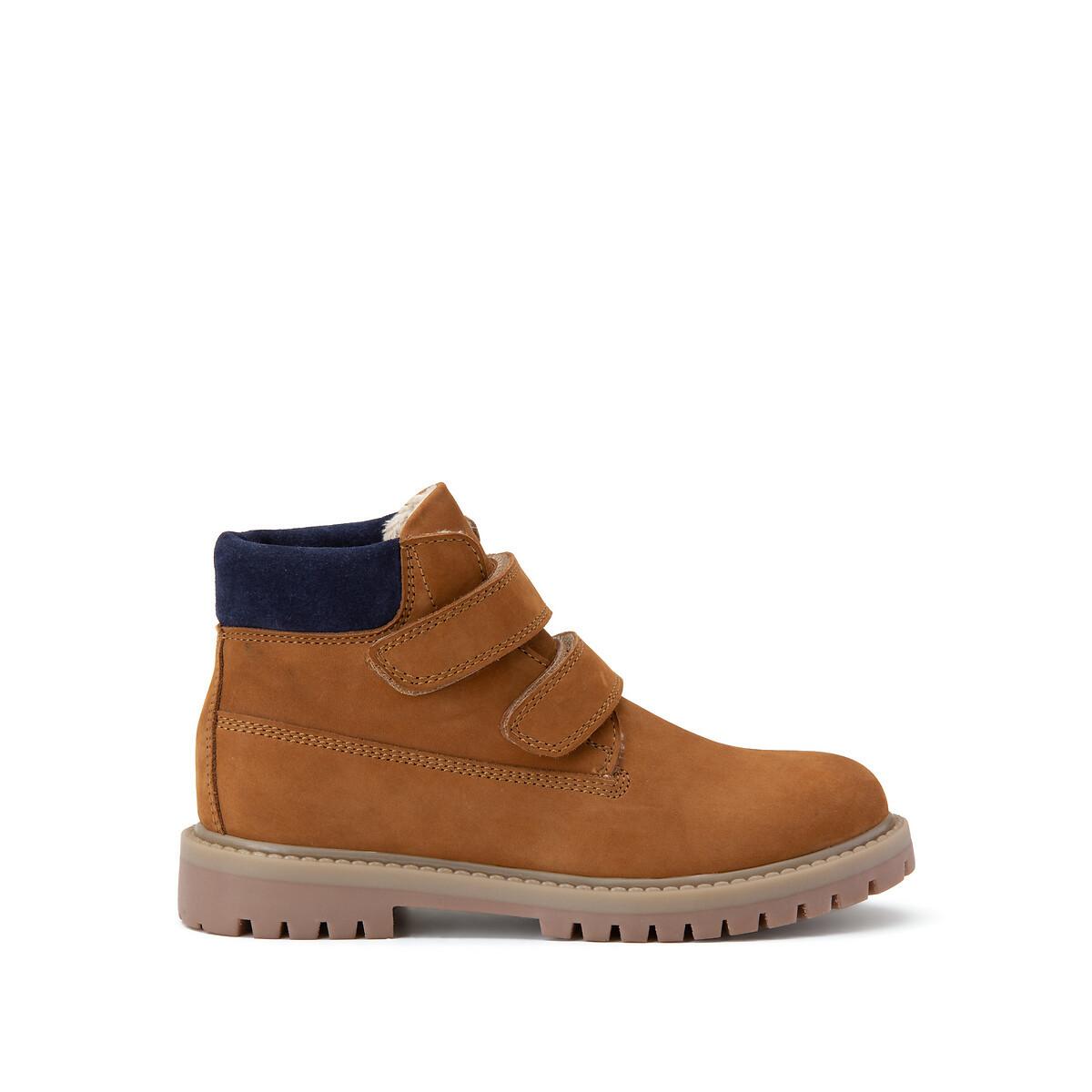 Image of Gefütterte Lederboots Mit Klettverschluss Unisex Rot 36