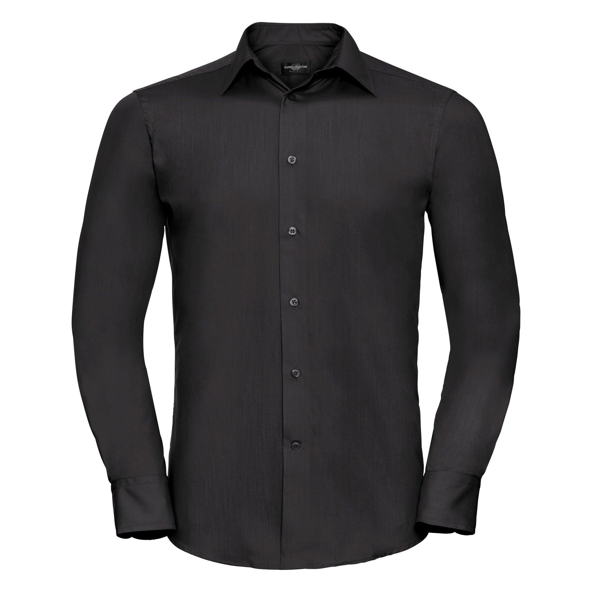 Image of Collection Popeline Herren Hemd Herren Schwarz 4XL