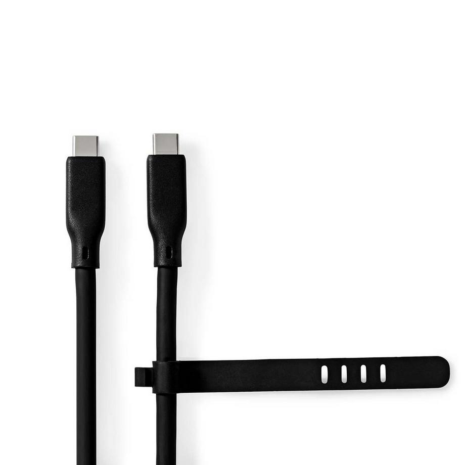 Nedis  Câble USB | USB 3.2 Gen 2 | USB-C™ mâle | USB-C™ mâle | 240 W | 8K@30Hz | 20 Gbps | Nickelé | 1,00 m | Rond | Silicone | Noir | Emballé 