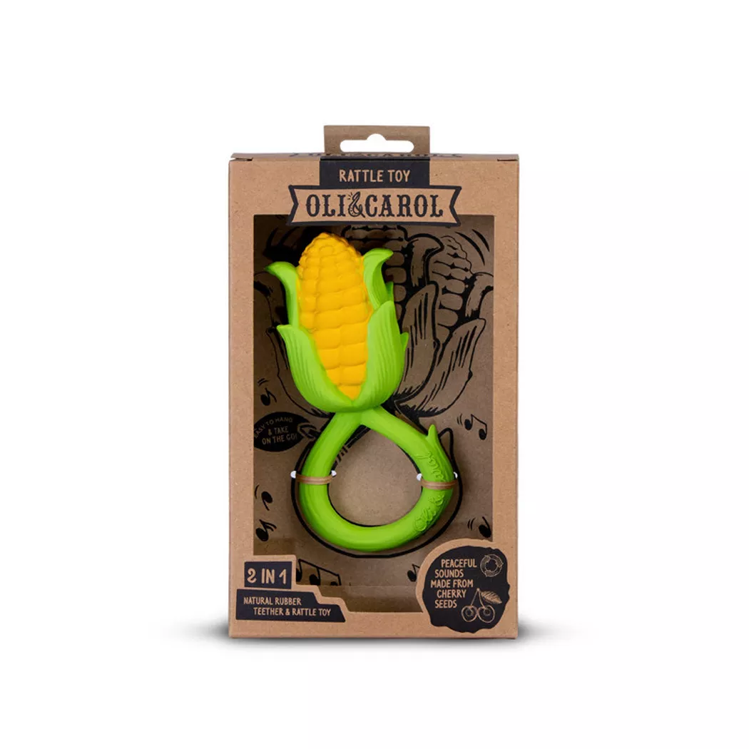 Oli & Carol - Maïs hochet, Oli&Carol, 10cm, Jaune Bariolé