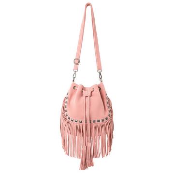 Wildleder Fransen Crossbody Bucket Bag mit Nieten