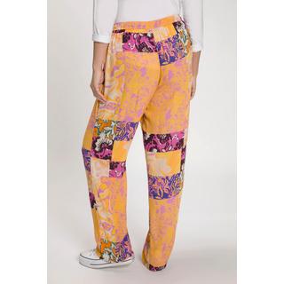 Ulla Popken  Pantalon Rose, imprimé tendance, jambes larges, ceinture élastique 