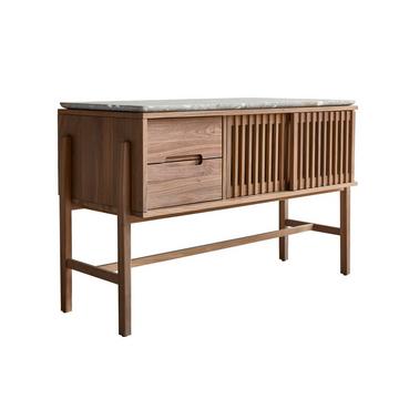 Badezimmerschrank aus Nussbaum massiv und Premium-Terrazzo 125 cm Isaure