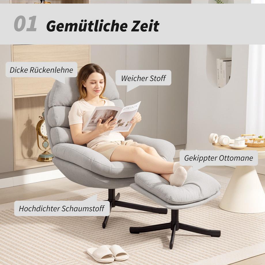 HOMCOM Relaxsessel mit Hocker  