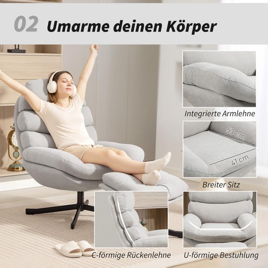HOMCOM Relaxsessel mit Hocker  