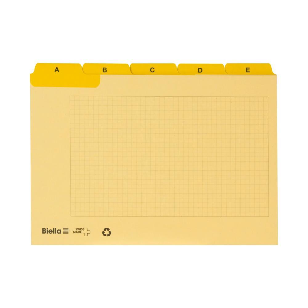 Biella  Cartes-guides A6, carton, A-Z 25 divisions, onglets renforcés - Jaune 