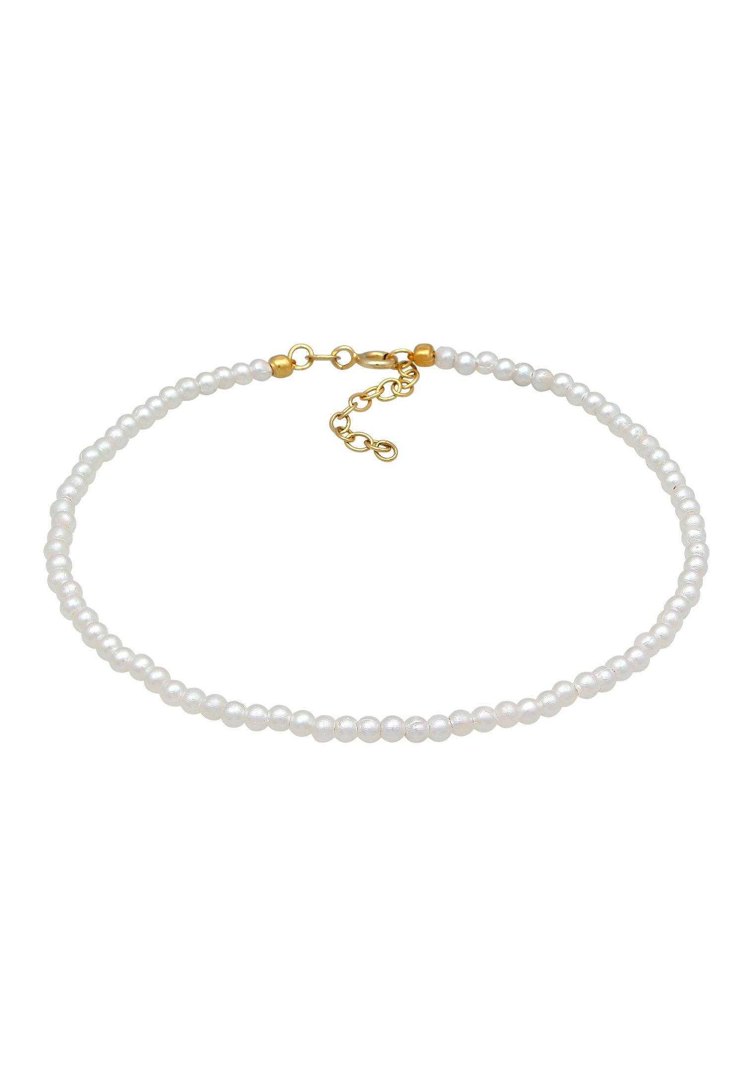 Image of Fußschmuck Perlen Synthetisch Klassik Basic Unisex Gold 22cm