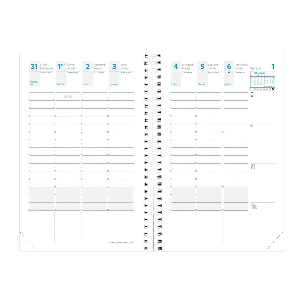 QUO-VADIS Quo Vadis - Ricambio Agenda - Spiralata - 2025 - Time & Life Pocket - Settimana Planning - Francese - 13 mesi da dicembre a dicembre - 10x15 cm - Carta Clairefontaine Bianca - Prodotto in Francia  