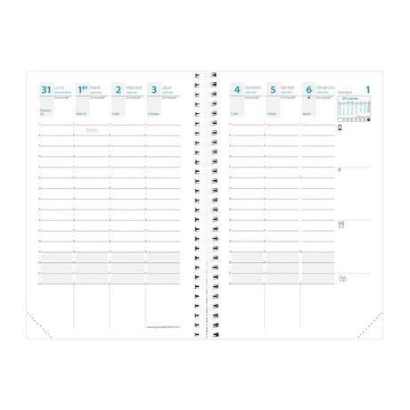 Quo Vadis Einlagen Terminkalender - Spiralbindung - 2025 - Time & Life Pocket - Die Woche Planning - Französisch - Dez/Dez - 10x15 cm  