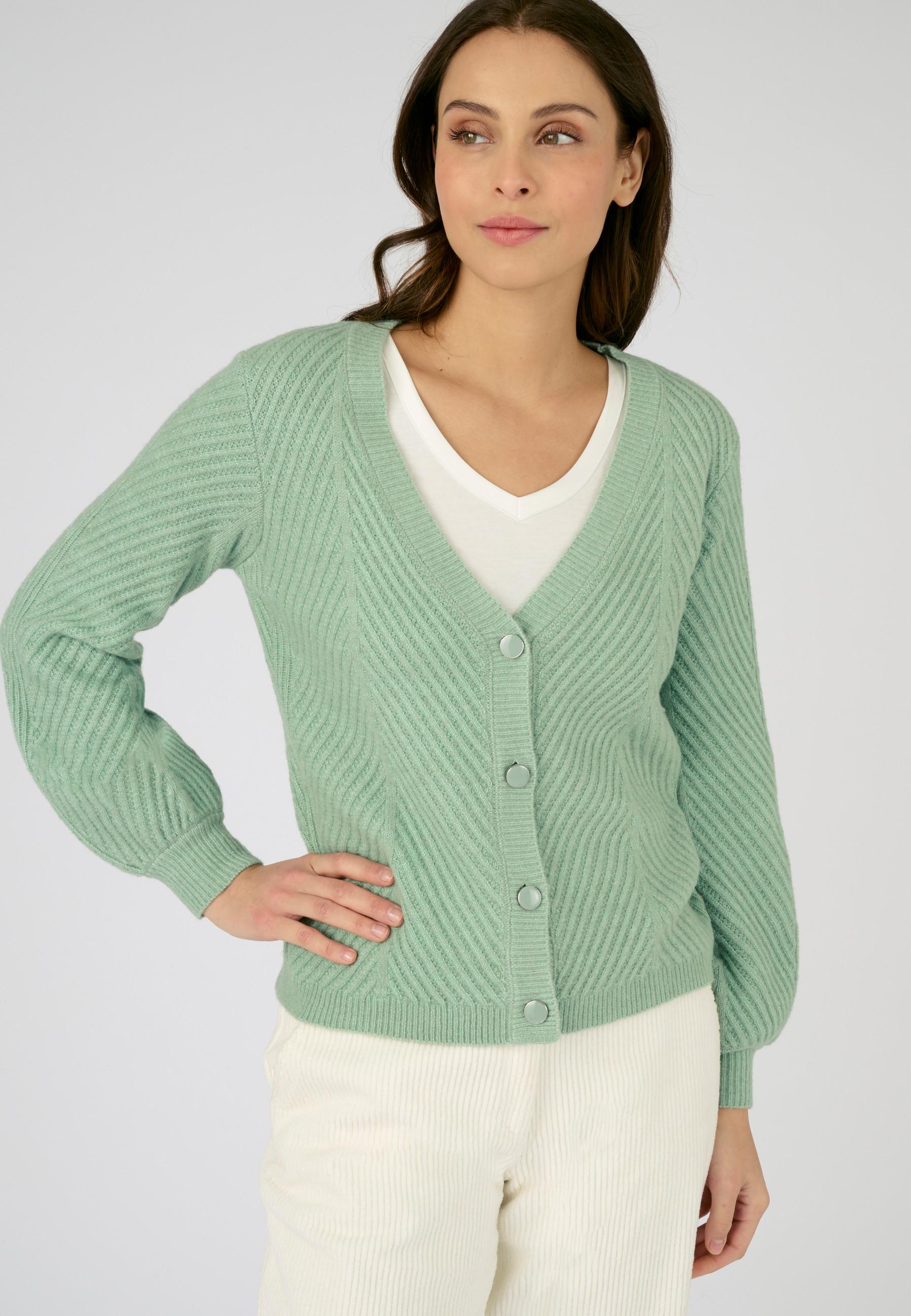 Image of Strickjacke Aus Musterstrick Mit Thermolactyl. Damen Grün 46-48