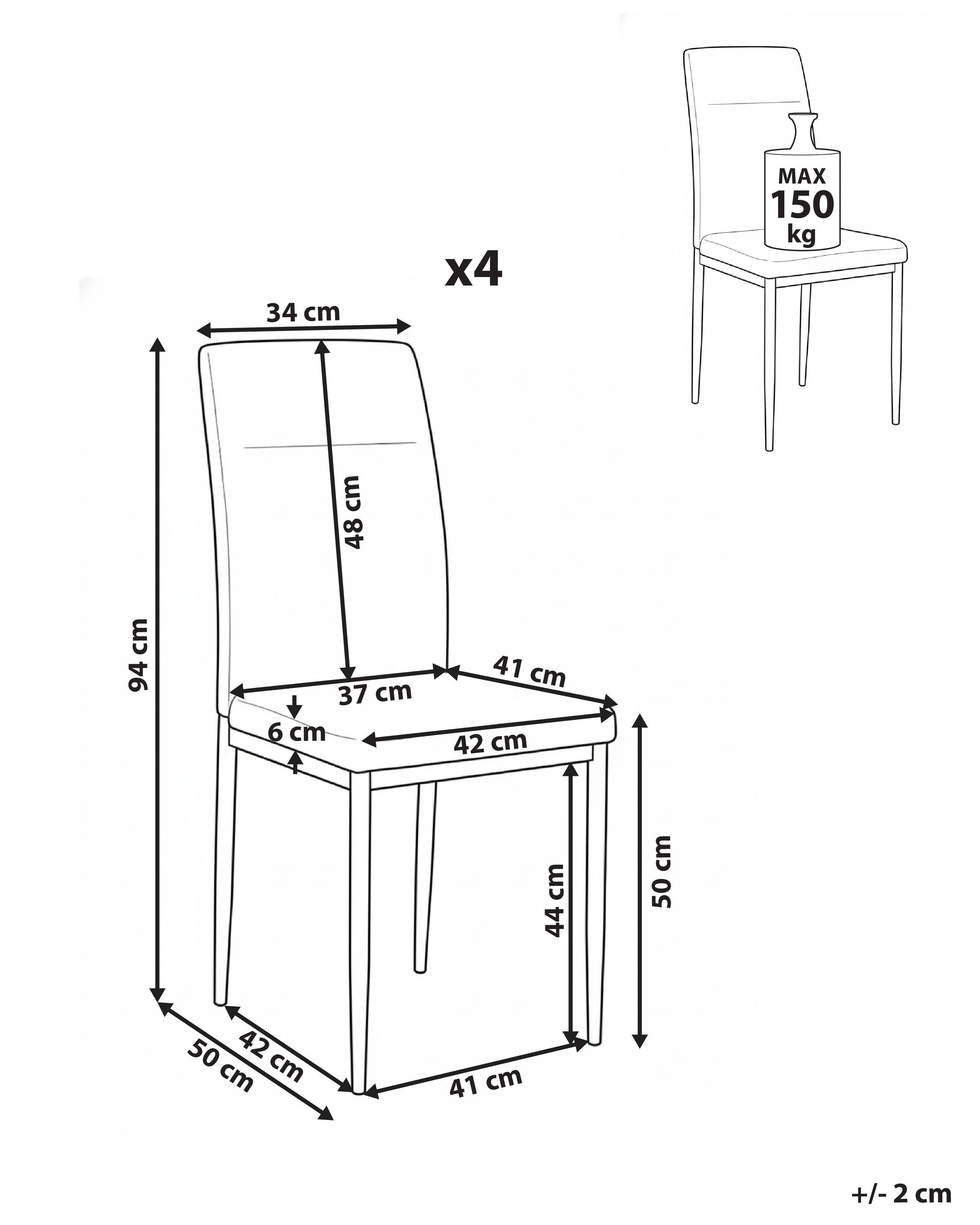 Beliani Lot de 4 chaises de salle à manger en Tissu Moderne RINER  