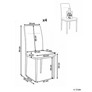 Beliani Lot de 4 chaises de salle à manger en Tissu Moderne RINER  