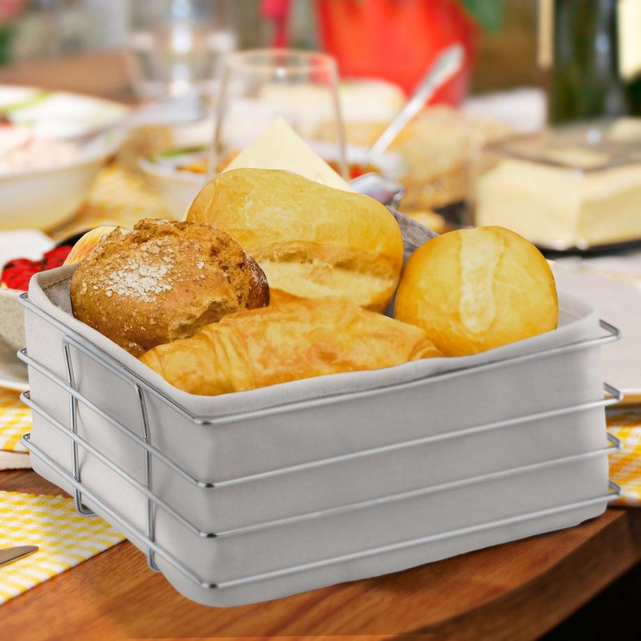 Northix  Brotkorb aus Metall mit Stoffbezug 