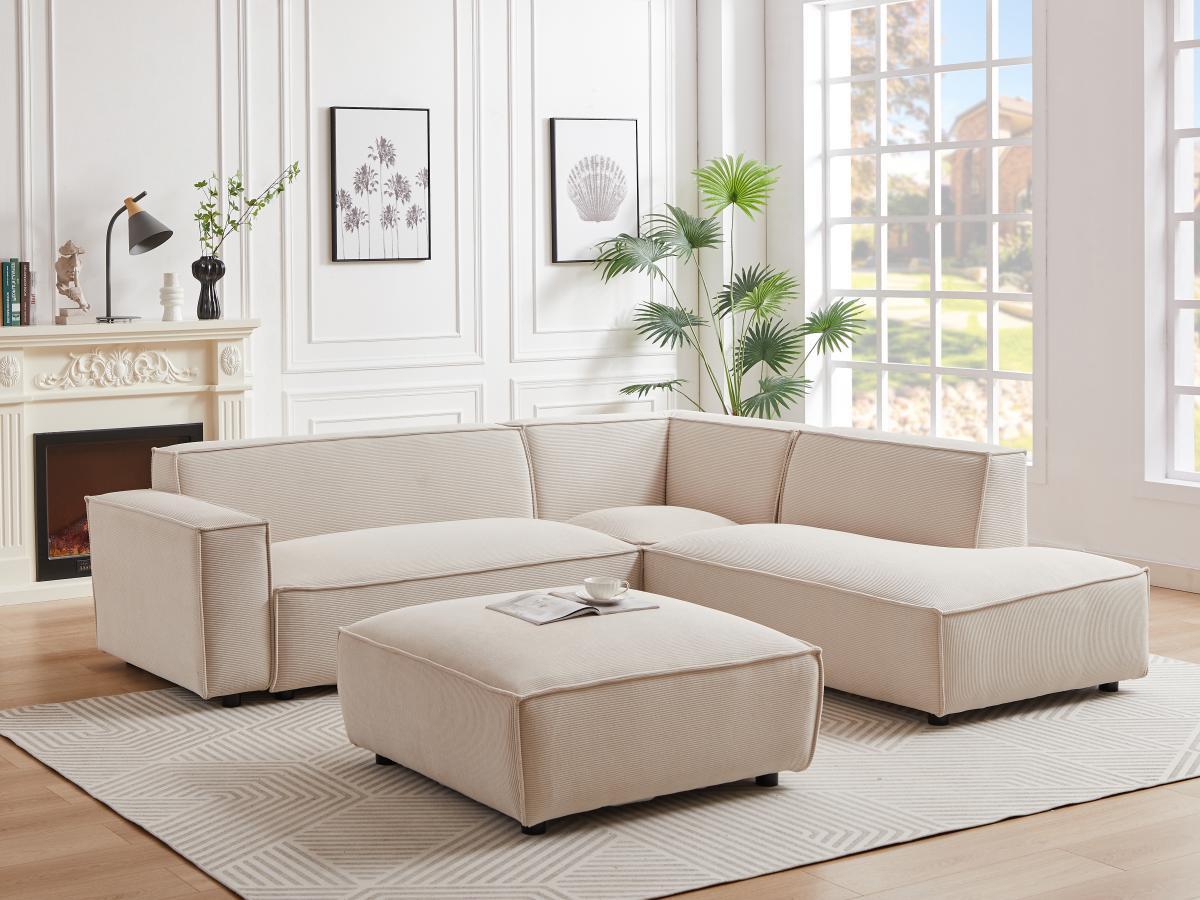 PASCAL MORABITO Großes Ecksofa - Ecke rechts - Cord - Beige - BORORE von PASCAL MORABITO  