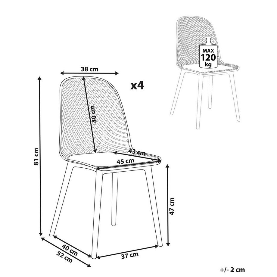 Beliani Set di 4 sedie da pranzo en Materiale sintetico Moderno EMORY  
