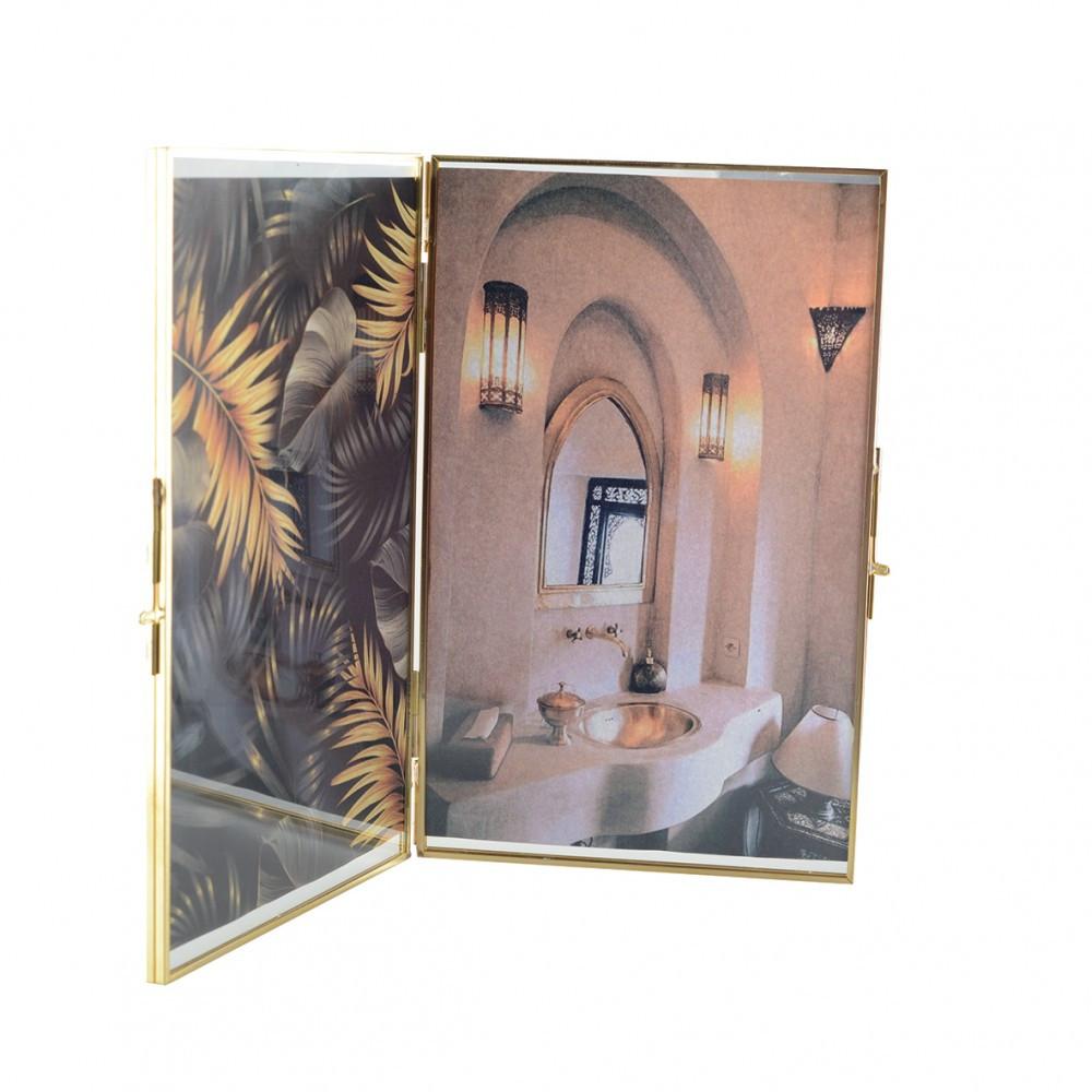 Image of Doppelter transparenter bilderrahmen mit goldrand h.16cm Doppelter transparenter bilderrahmen mit goldrand h.16cm