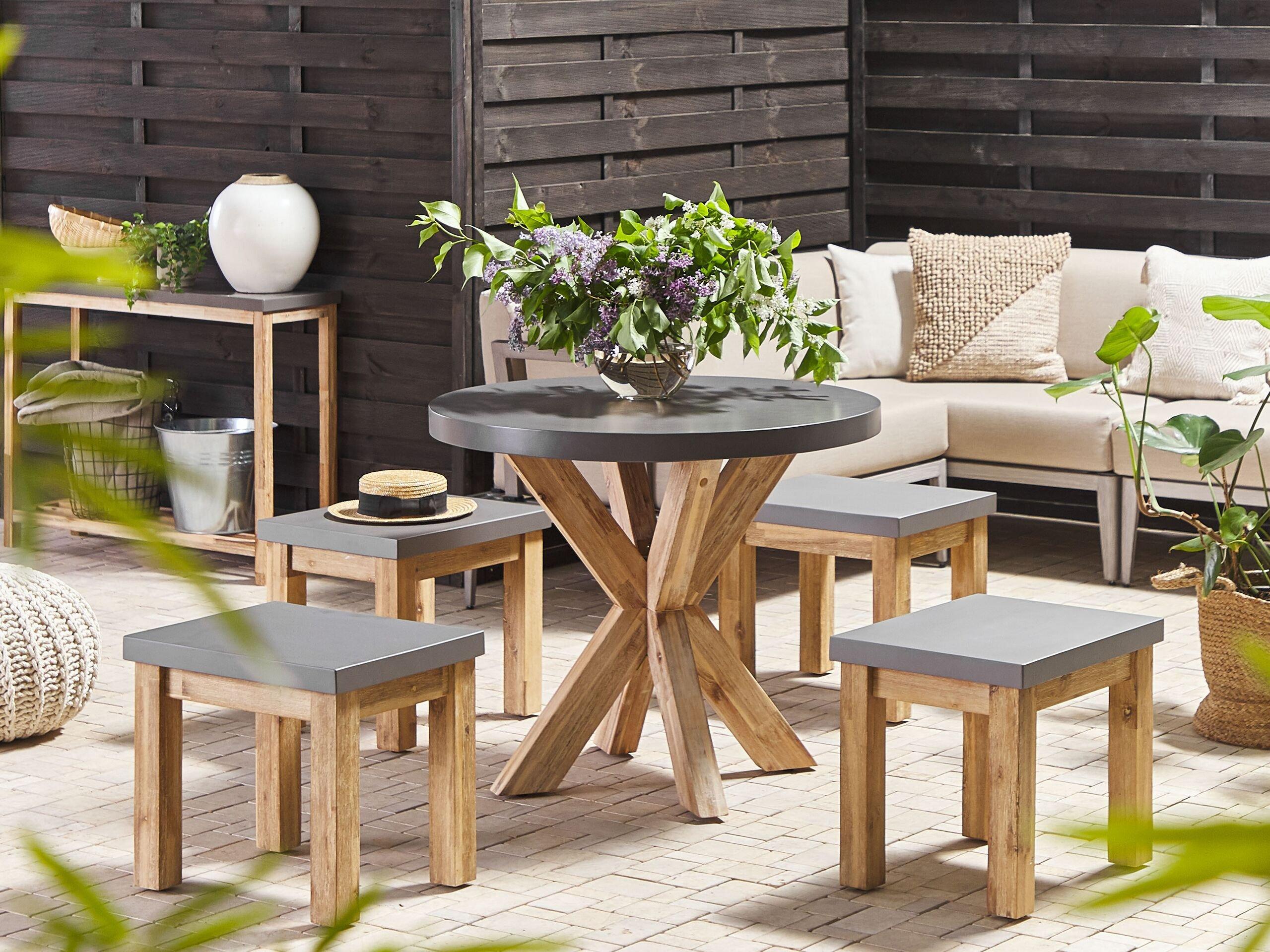 Beliani Table de jardin en Fibre-ciment Industriel OLBIA  