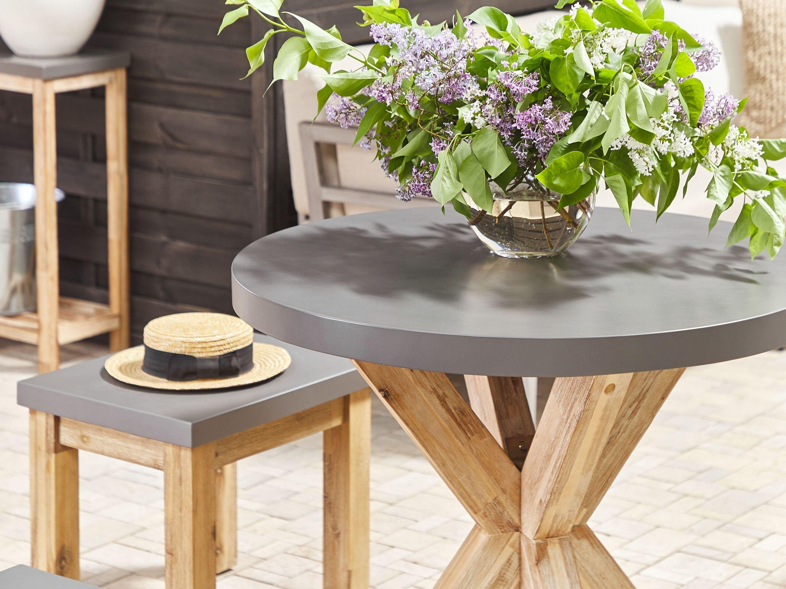 Beliani Table de jardin en Fibre-ciment Industriel OLBIA  