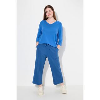 Ulla Popken  Culottes di felpa in cotone biologico con taglio della gamba ampio e cintura elastica 